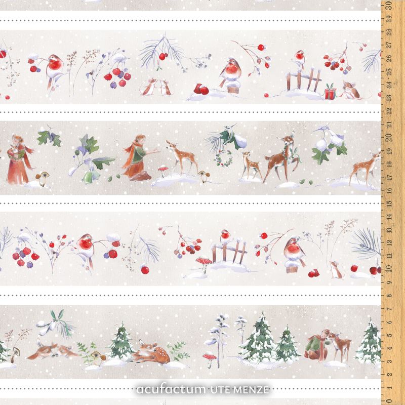 Baumwollstoff Streifen Winterzeit von Acufactum