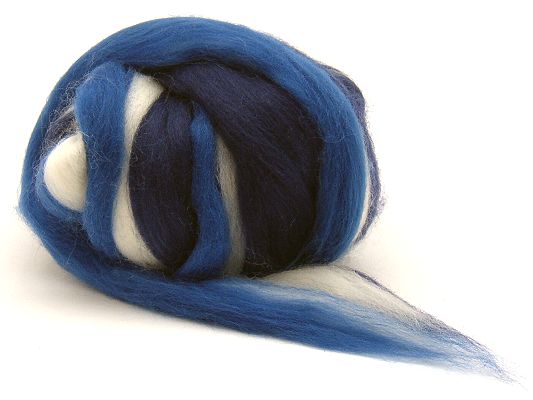 Filzwolle / Feiner multicolor Merinokammzug Blau & Weiß Filzwolle / Feiner multicolor Merinokammzug Blau & Weiß