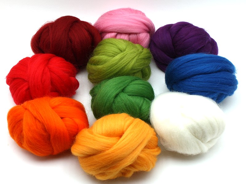 Filzwolle Merinokammzug 1 Kg 10 Farben Filzwolle Merinokammzug 1 Kg 10 Farben