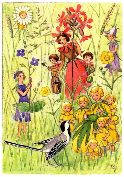 Postkarte Blumenkinder Elsa Beskow
