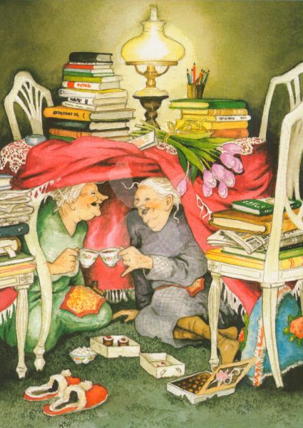 Postkarte * Frauen trinken Kaffee Postkarte * Frauen trinken Kaffee