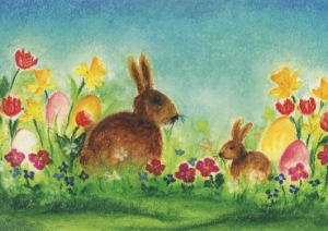 Postkarte Baukje Exler  Der Osterhase