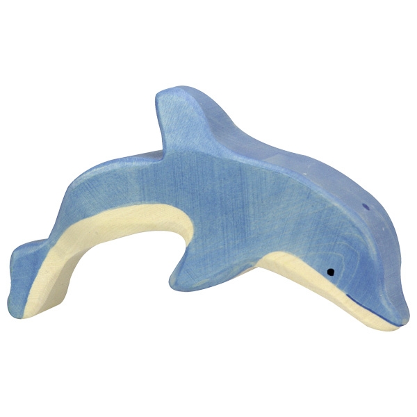 Holztiger Delfin in blau