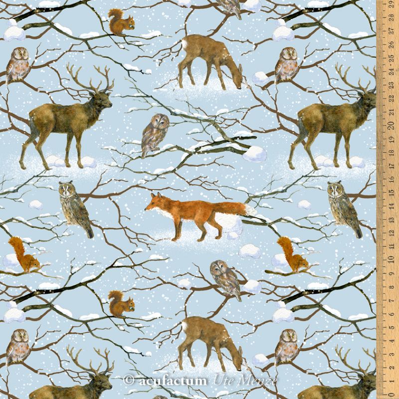 Baumwollstoff Wintertiere von Daniela Drescher Acufactum Baumwollstoff Wintertiere von Daniela Drescher Acufactum