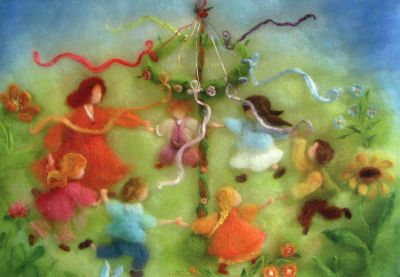 Kunstkarte * Maibaum Wollbild Kunstkarte * Maibaum Wollbild