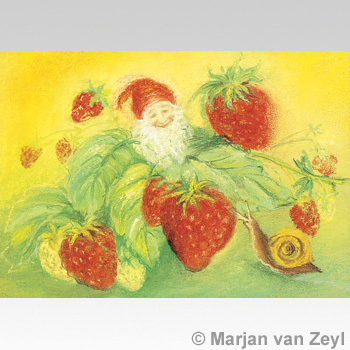 Postkarte Sommerschnecke mit Zwerg