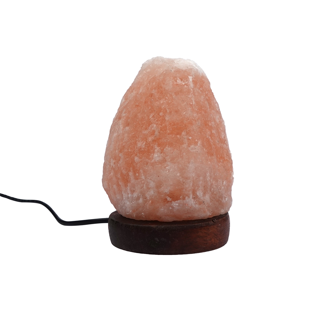 Salzlampe "Felsen" mit Holzsockel, LED und USB Stecker