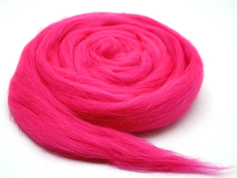 Filzwolle / Bunter Merinokammzug Neon Pink (25)