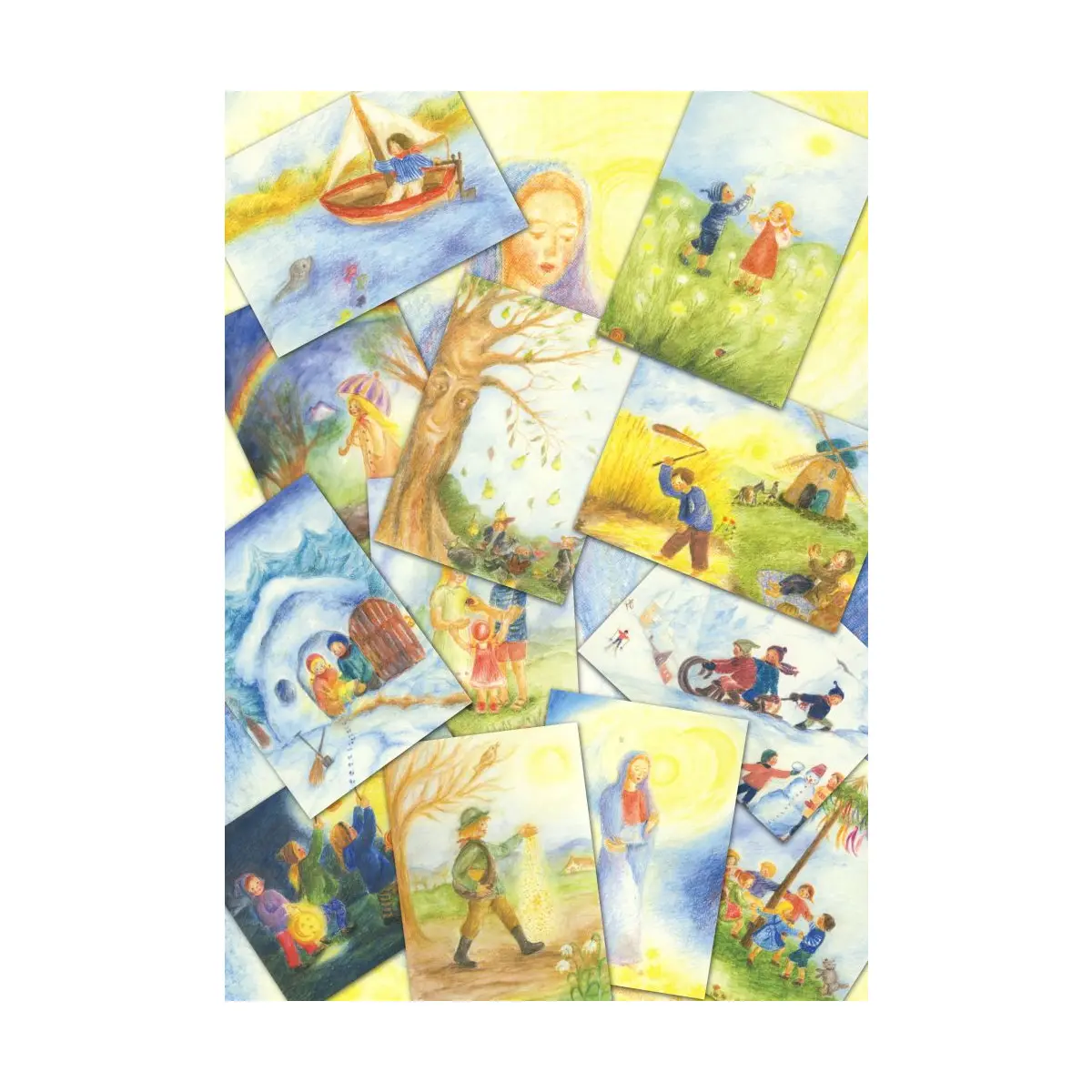 Postkartenset 12 Monatskarten von Ilona Bock