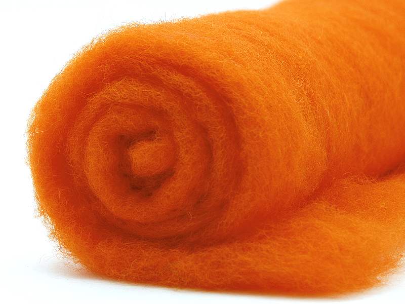 Filzwolle / Bunte Filzwolle im Vlies Orange