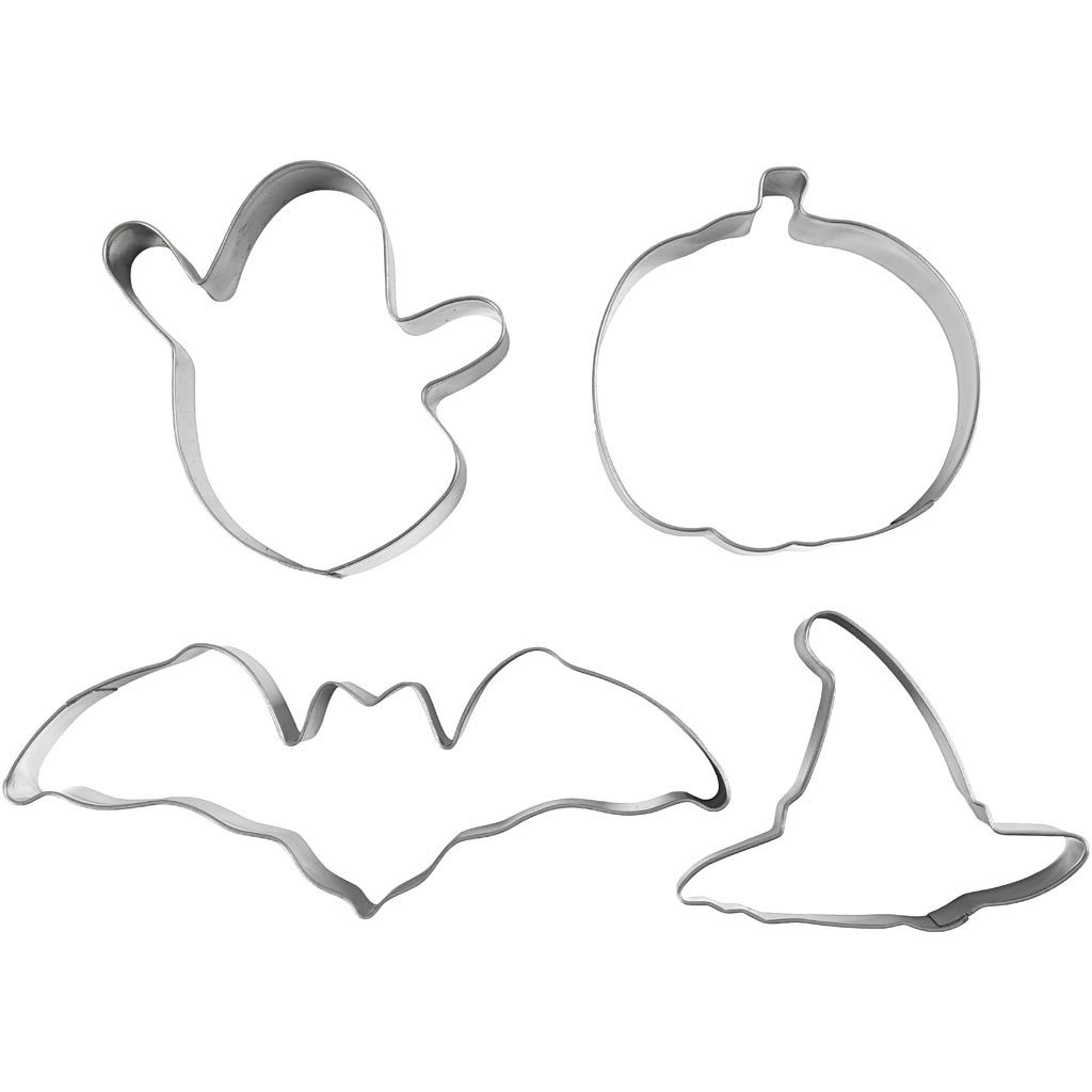 Ausstechform Geist, Kürbis, Hexenhut und Fledermaus