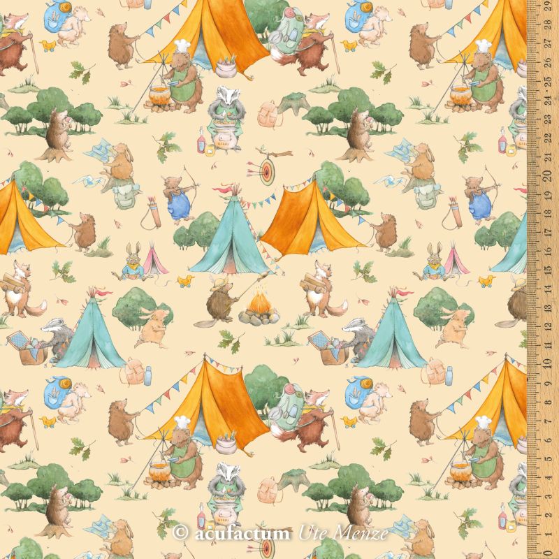Baumwollstoff Campingspaß für Kinder Baumwollstoff Campingspaß für Kinder