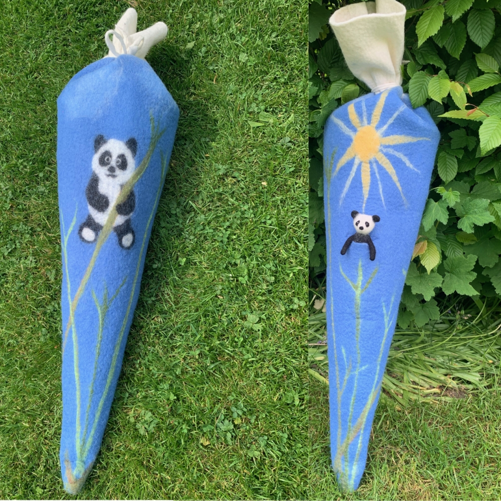 Filzanleitung: Schultüte Pandabär selber filzen Filzanleitung: Schultüte Pandabär selber filzen