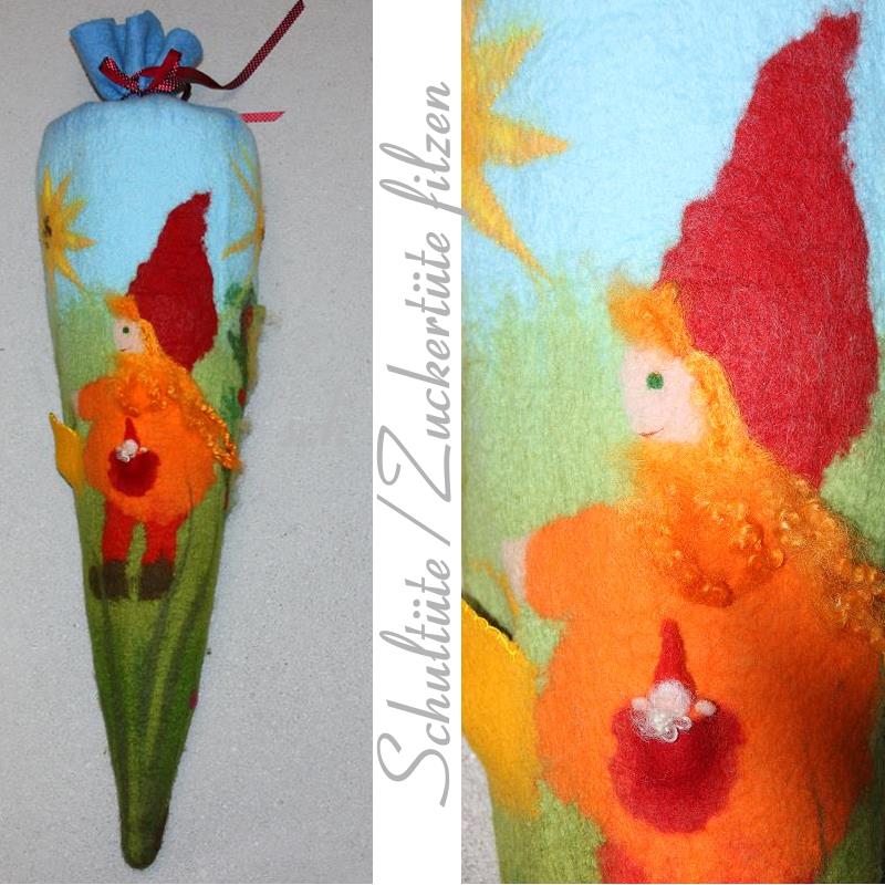 Schultüte Zwerg filzen / DIY Bastelset T&W
