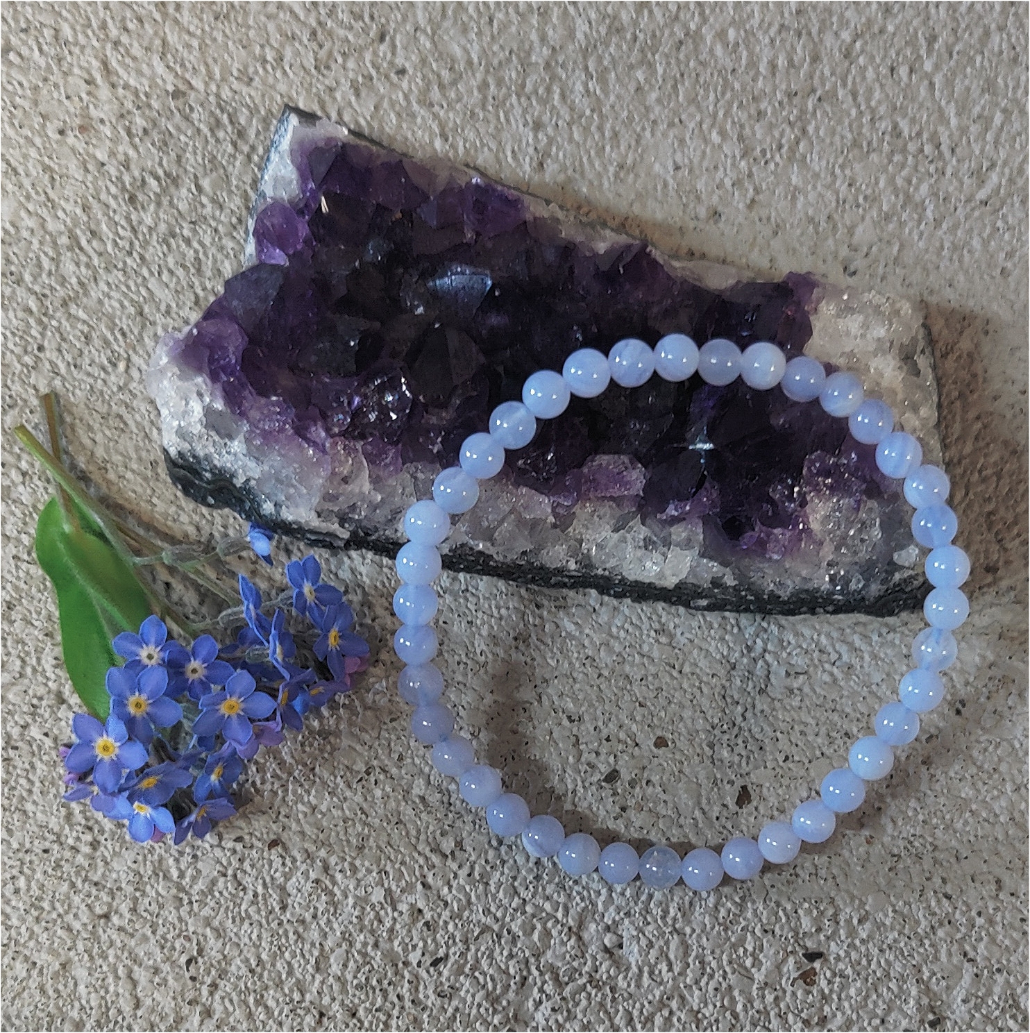 Heilsteinarmband Chalcedon Innere Ruhe & Selbstvertrauen 14 cm für Kinder