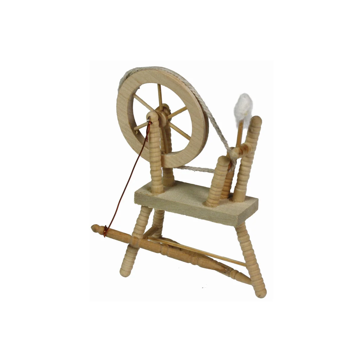 Mini Spinnrad aus Holz natur