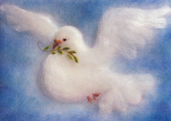 Kunstkarte * Friedenstaube Wollbild Kunstkarte * Friedenstaube Wollbild