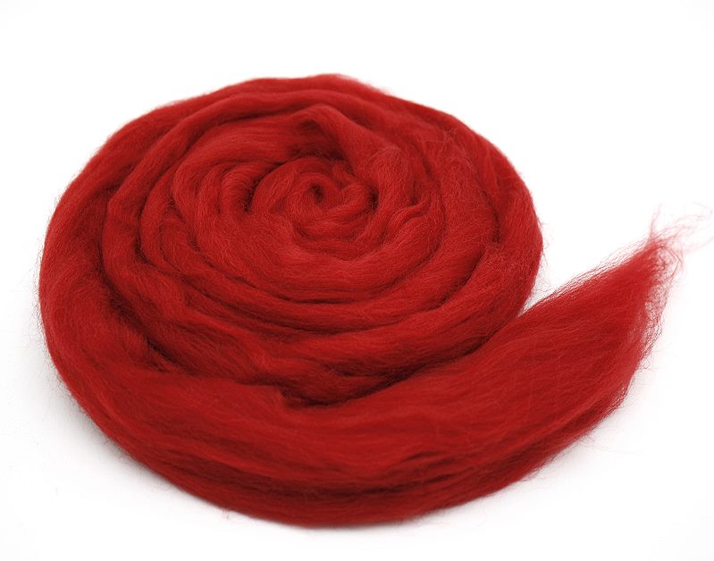 Filzwolle / Extrafeine Merinowolle im Kammzug rot Filzwolle / Extrafeine Merinowolle im Kammzug rot