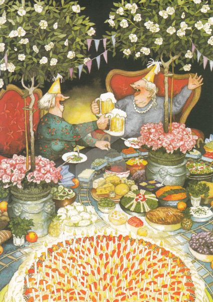 Postkarte * Frauen feiern Geburtstag Postkarte * Frauen feiern Geburtstag