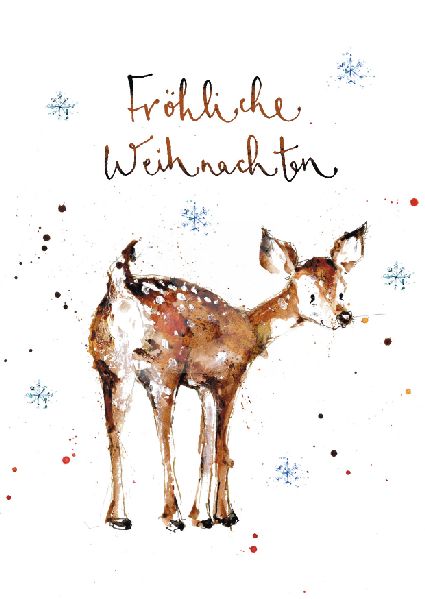 Postkarte Fröhliche Weihnachten Reh