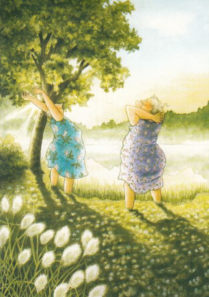 Postkarte * Frauen begrüßen die Sonne Postkarte * Frauen begrüßen die Sonne