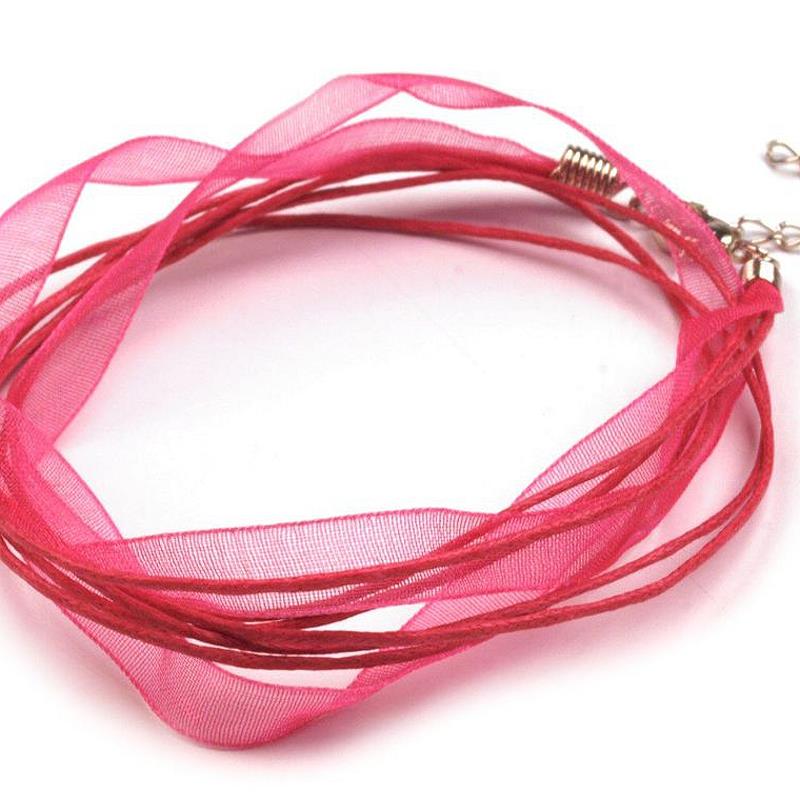 Halskette Organza & Schnüre pink