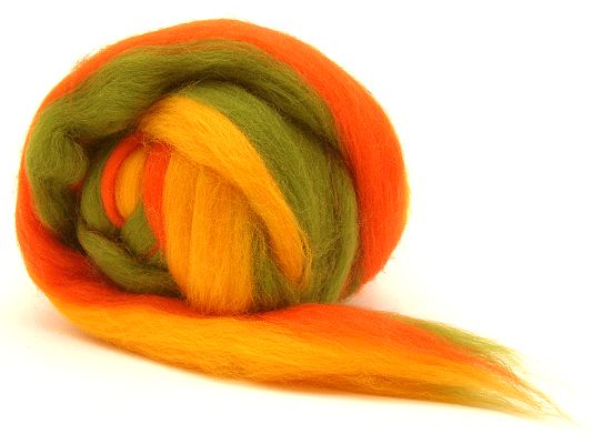Filzwolle / Feiner multicolor Merinokammzug Apfel Filzwolle / Feiner multicolor Merinokammzug Apfel
