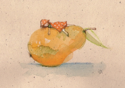 Postkarte * Birnenmädchen Postkarte * Birnenmädchen