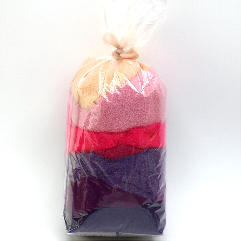 Bunte Filzwolle Probepackung Rosa-Lilatöne Bunte Filzwolle Probepackung Rosa-Lilatöne