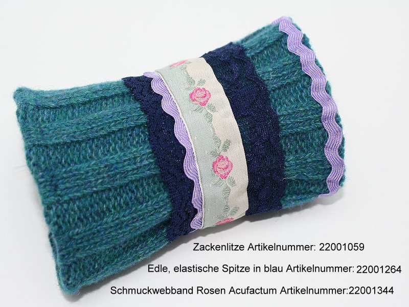 Edle, elastische Spitze in blau 55 mm
