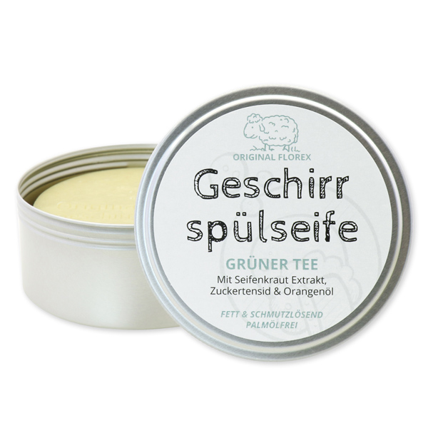 Geschirrspülseife  Grüner Tee  von Florex  150g  Dose Geschirrspülseife  Grüner Tee  von Florex  150g  Dose