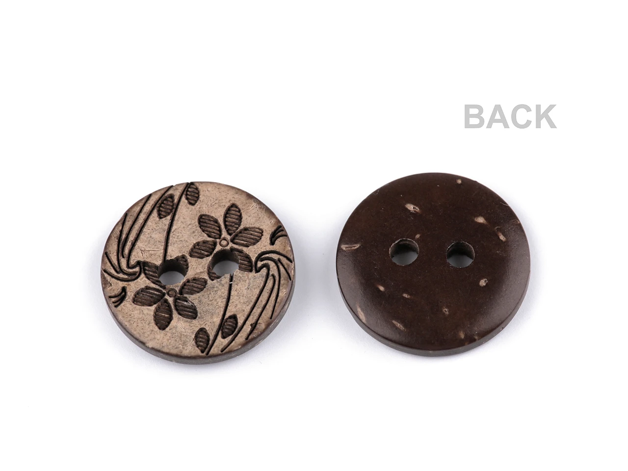Kokos Knopf mit Blüten 15 mm 1 Stück