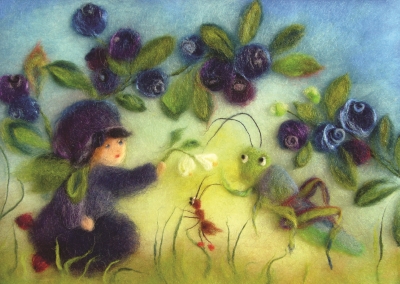 Kunstkarte * Heidelbeeren Wollbild Kunstkarte * Heidelbeeren Wollbild