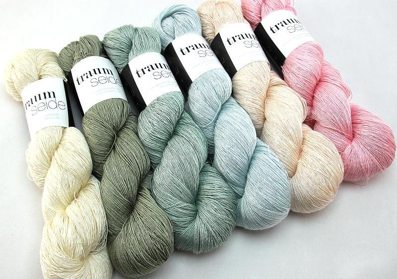 Lace Garn Traumseide 51 pastell Mint ( 3. von links)