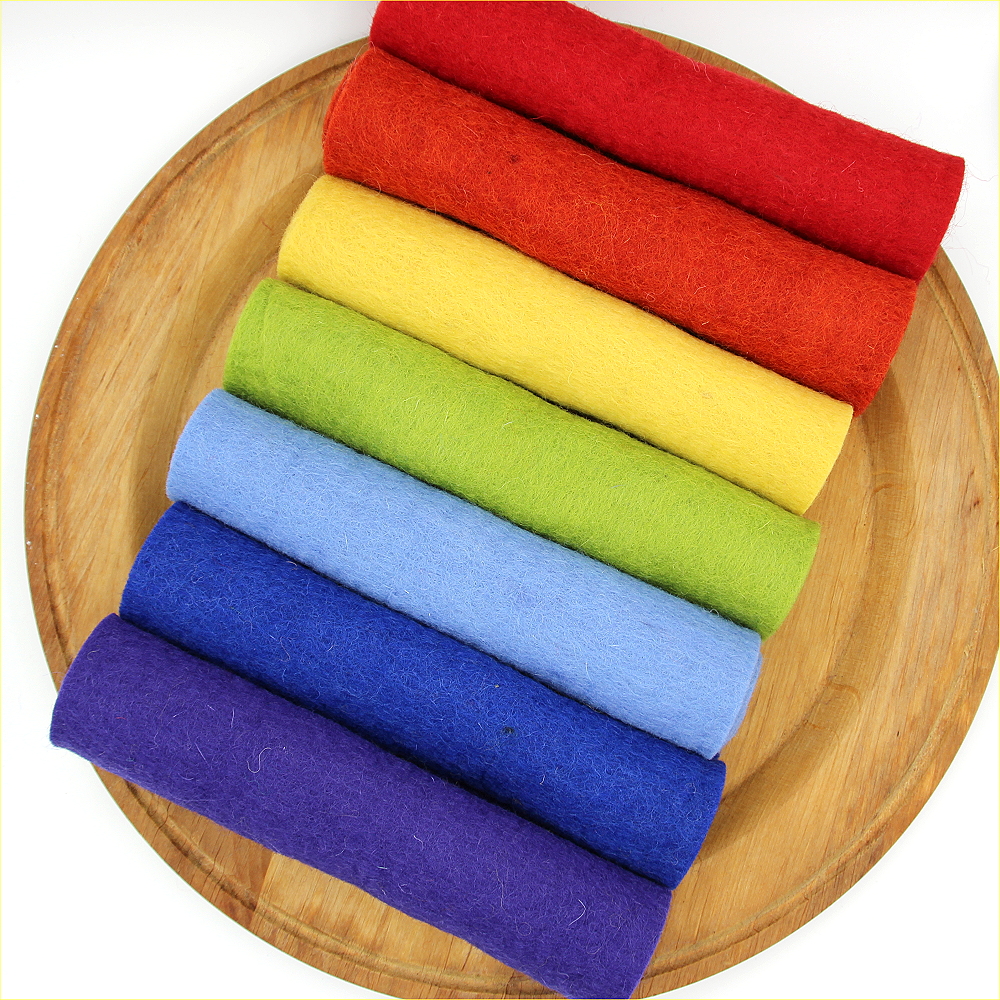 3mm handgefilzter Wollfilz Regenbogen