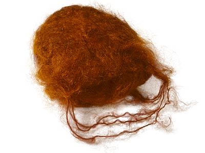 Puppenhaar aus Mohair pippilangstrumpfrot