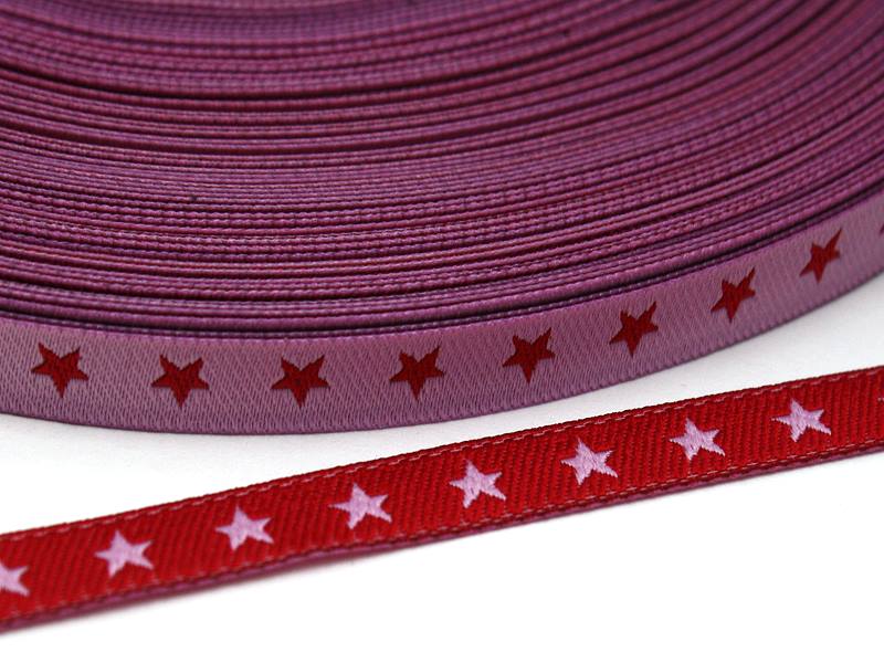 Webband Sternchen rosa / rot Webband Sternchen rosa / rot