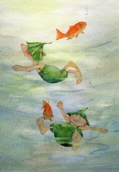 Kunstkarte Giesbert schwimmt